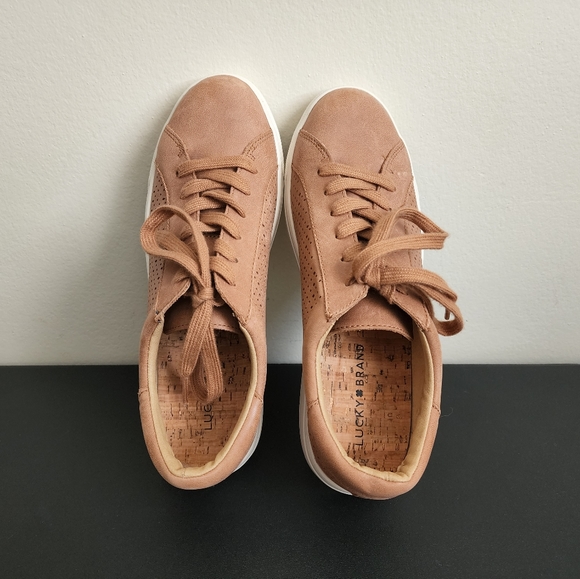 Lucky Brand Laurina Brown Cream Leather Fashion Sneakers Women's Shoes Size 9.5 - Picture 8 of 11